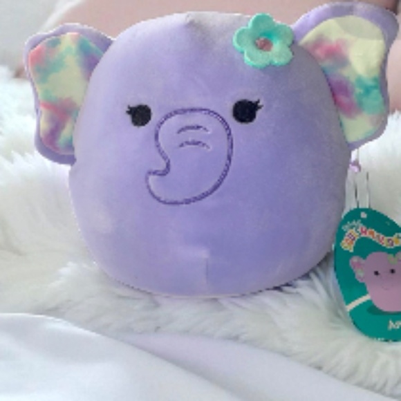 Squishmallows Anjali the Elephant Plush 7” Tie-Dye Ears Flower Clip 2023 - Picture 1 of 16